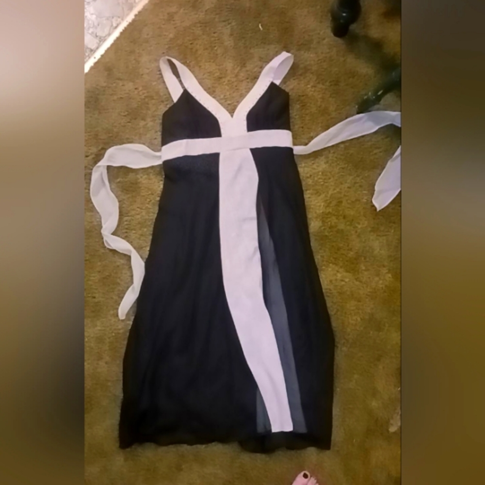 Church dress black and tan knee length